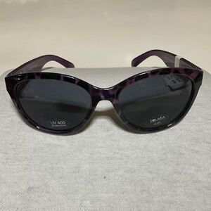 Caloric +2 prescription purple leopard print sunglasses